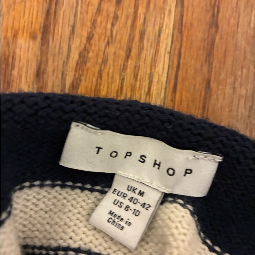 Topshop Black and Cream Striped Turtleneck Sweater - Picture 3 of 7